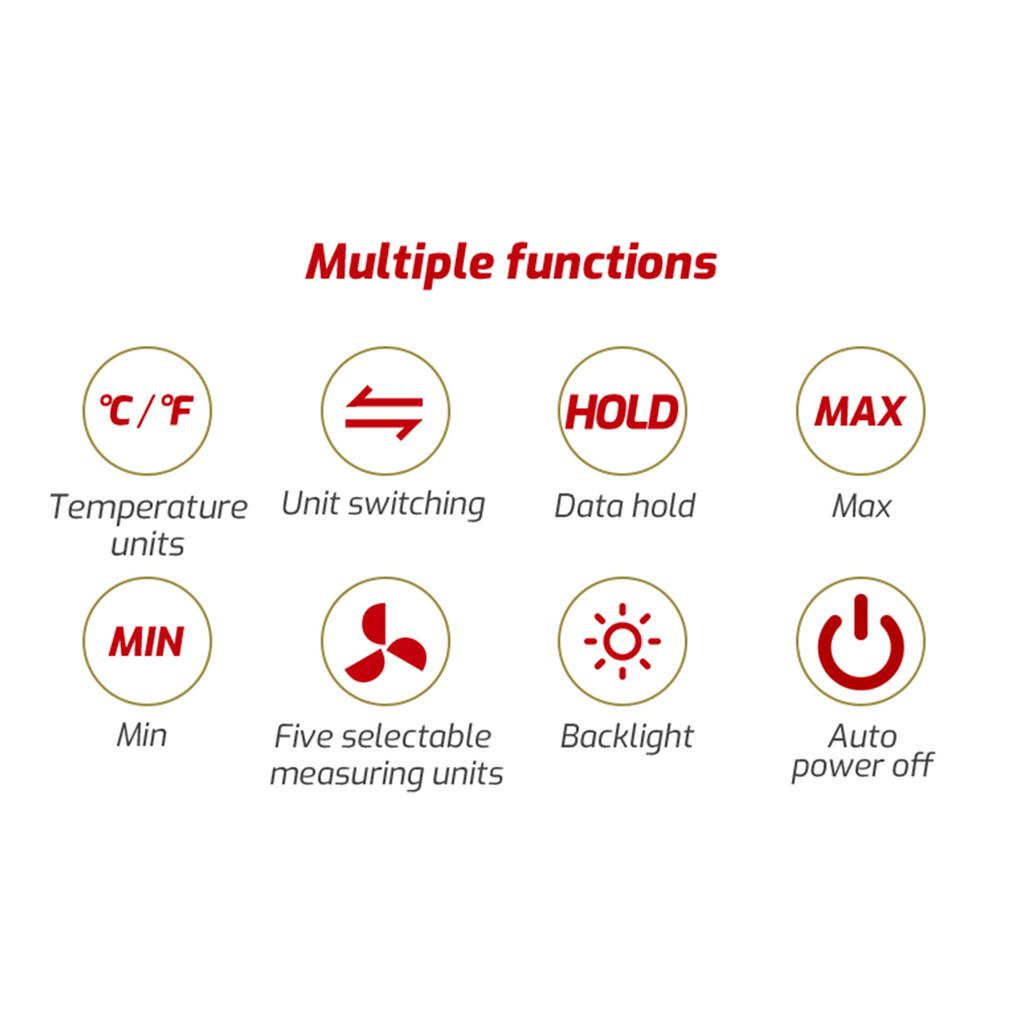 Professional Digital Anemometer Air Velocity Gauge Precision Wind Speed Meter for Wind Speed Temperature Measurement
