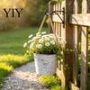 Balcony Hanging Planter Vintage Iron Wall Planter, Rustic Bird Metal Flower Pot with Rope, Vase Small Bucket for Garden Patio Decor, Gift Gardening