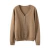 Women's V-neck Pure Cashmere Knit Cardigan - Soft & Fluffy Autumn/Winter Layer