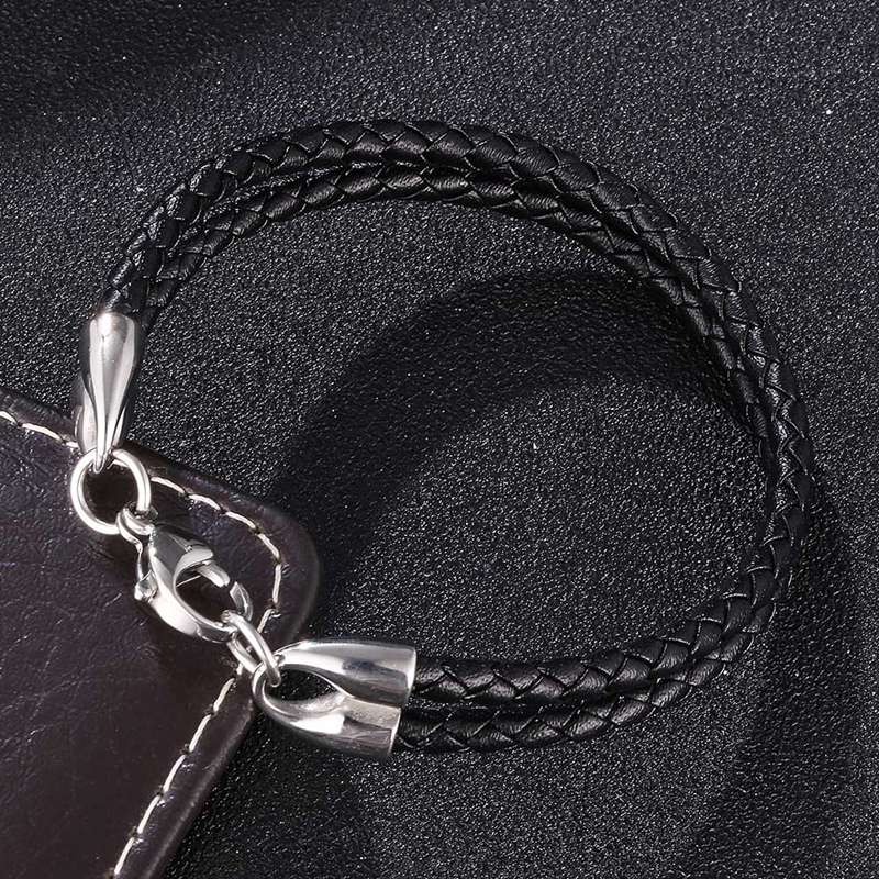 Double Leather Wrap Braided Wristband Cuff Punk Men Women Hot Surfer Bracelet Bangle Couples Jewelry BB1089