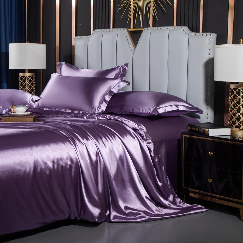 Double-Sided Ice Silk Bed Sheet & Quilt Cover Set