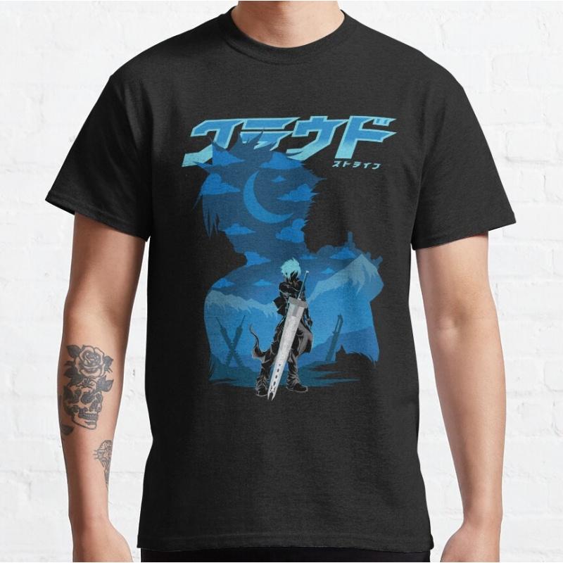 FINAL FANTASY 7 CLOUD STRIFE Gift T Shirt for RPG Gamer 100% Cotton Printed Tee Men's Short Sleeve Graphic Clothes All Size Tops