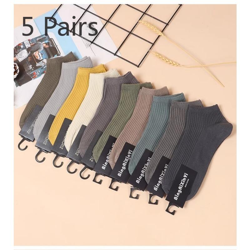 

5 пар мужских летних тонких впитывающих пот дезодорирующих спортивных однотонных коротких носков-лодочек 5 pairs