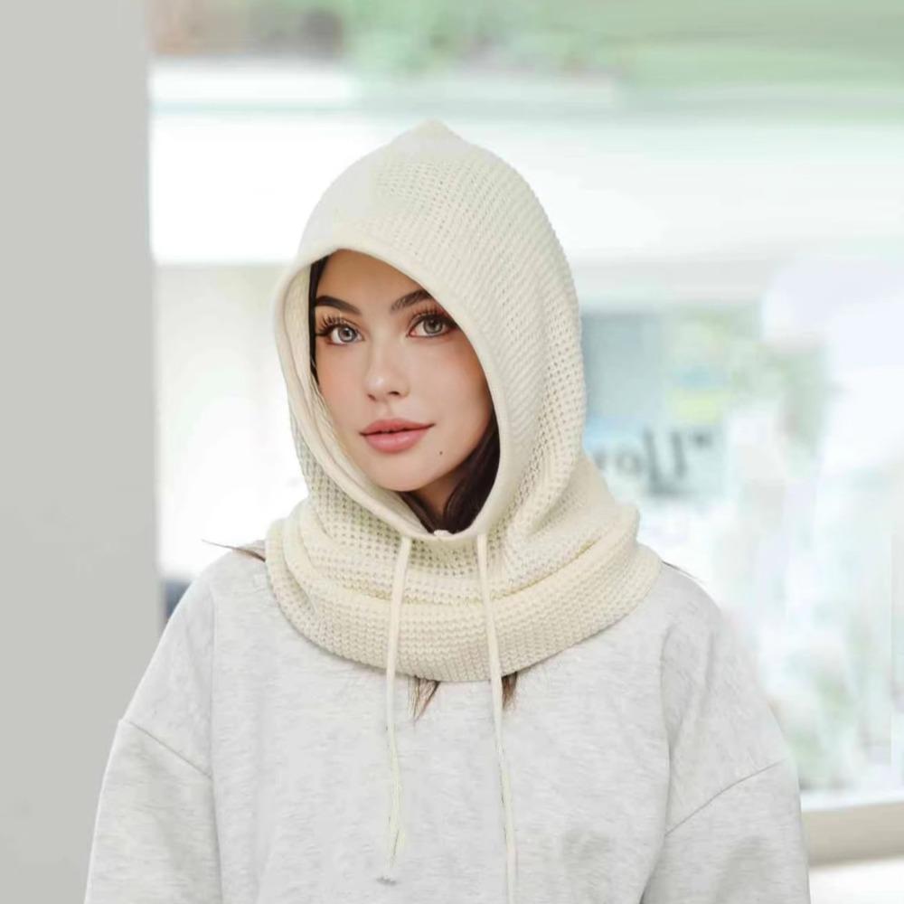 Warm Beanie Hats Ear Protection Scarf Hat New Knitted Hooded Cap  Unisex