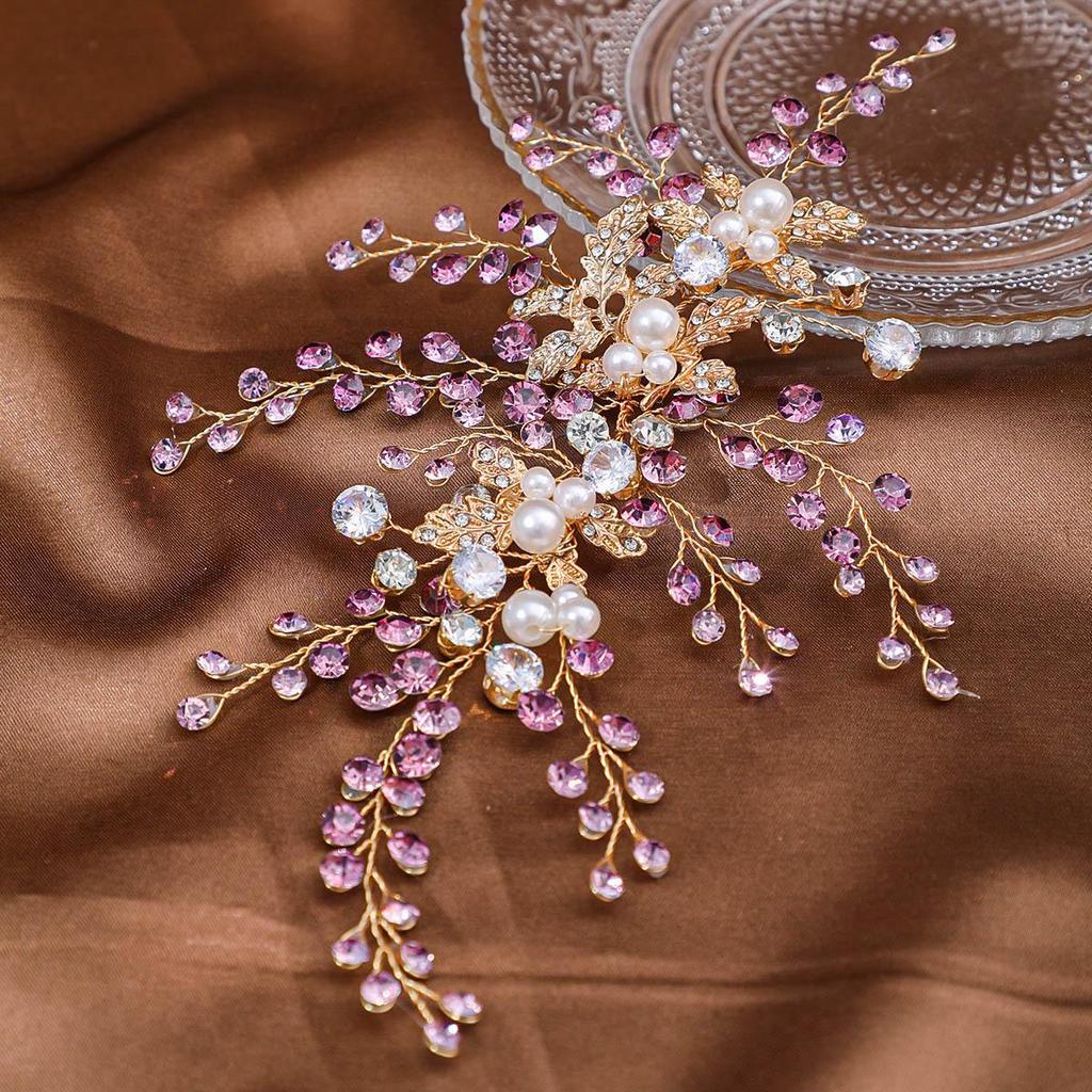 Gold Leaf Pearl Bride Headband: Handmade European and American Design