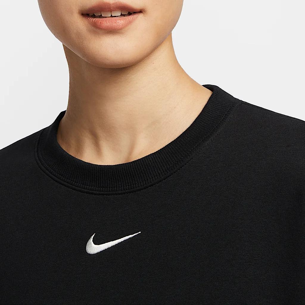Nike Sportswear Phoenix Fleece FW24 Fleece Warm Crewneck Long Sleeve Sweatshirt Women Sweatshirt Black Sail FZ4271-010