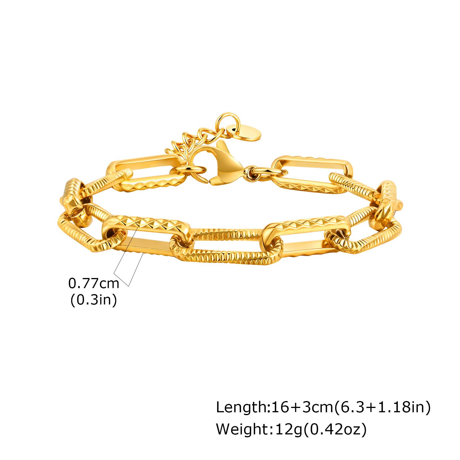 Jewelry Stainless Steel Rectangle Corner Chain Gold Bracelet Accessories Jewelry, Hua Blue 2524