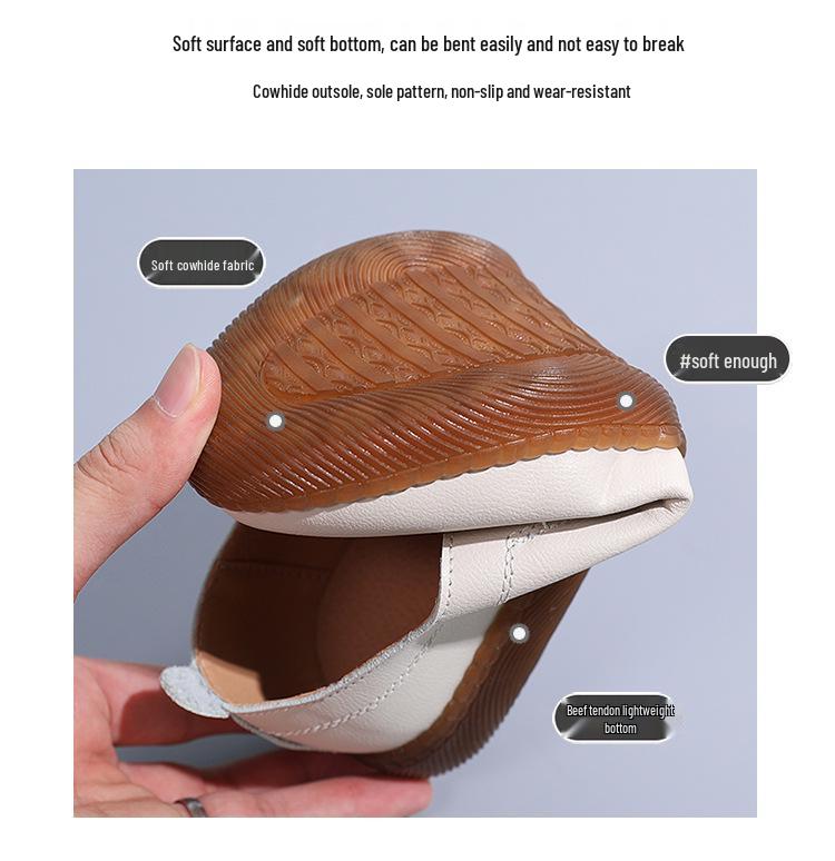 Women's Genuine Leather White Loafers: Soft Sole, Hollowed Design, Korean Style, Perfect for Casual Walking