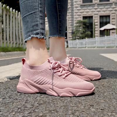 Buty Damskie Oddychająca Siatka Codzienne Sportowe Na Zewnątrz Do Biegania Wygodne Jednokolorowe Damska Moda Wulkanizowane Buty