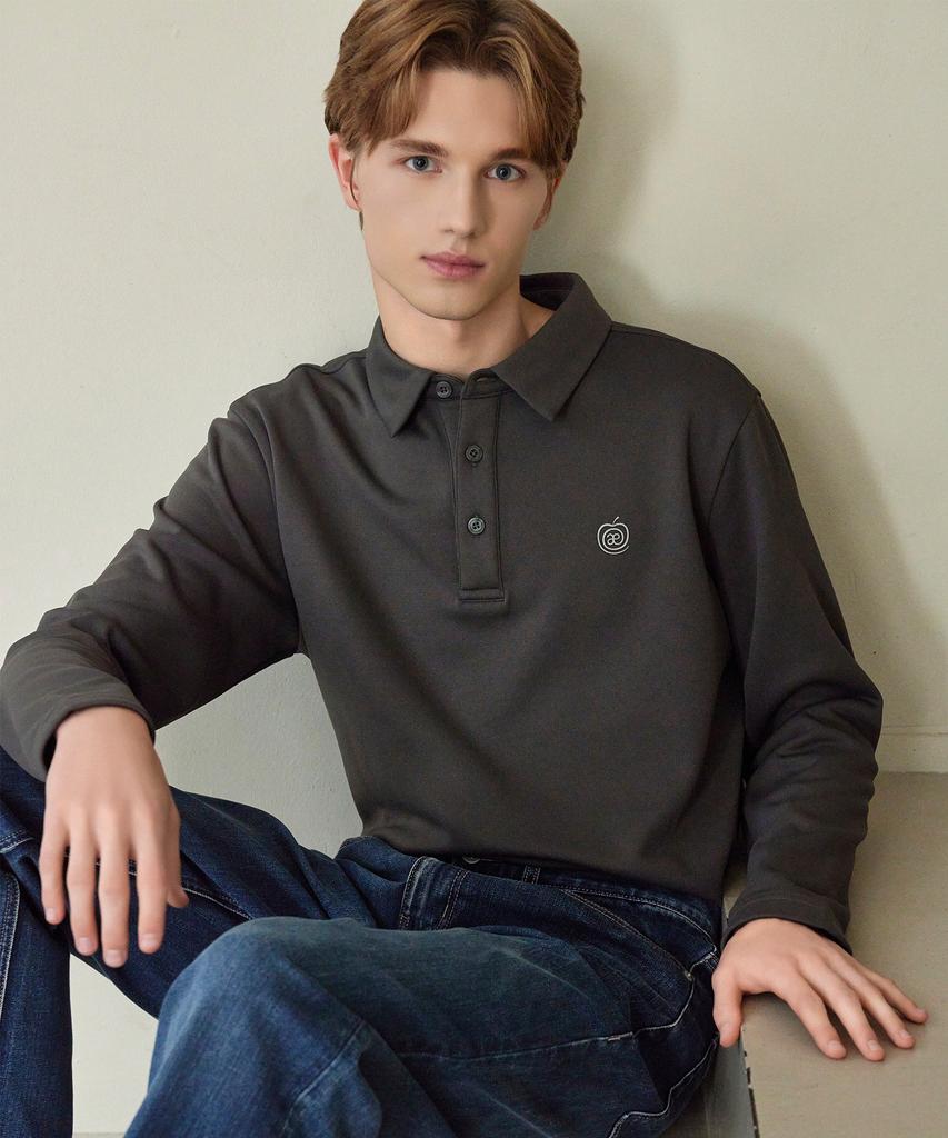APPLE+RIND Brushed Collared T-Shirt_Khaki Brown