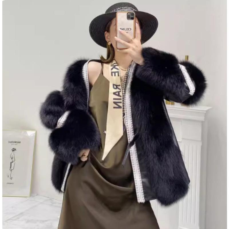 

New Winter Imitation Fox Fur Jacket Women s Temperament Celebrity High Sense Cotton-padded Clothes Fashion L чёрный