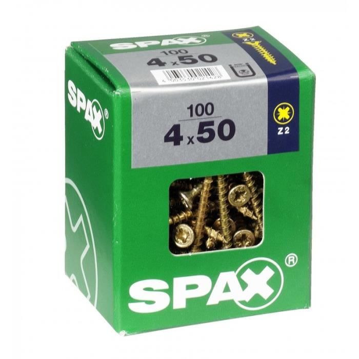 Screw - SPAX - Countersunk Head - Steel - Diam. 4 Mm - Long. 50 Mm - Pack of 100
