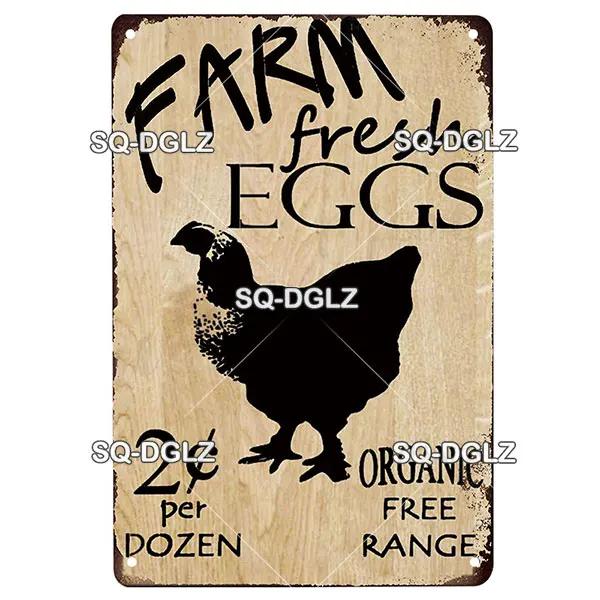 Chicken Zone Metal Sign Vintage Metal Plaque Plates Decor For Pub Bar Garden Wall Decor Tin Signs Fresh Eggs Poster