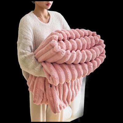LISM Double-Layer Faux Rabbit Fur & Sherpa Fleece Blanket