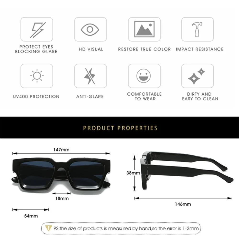 Men Square Frame Sunglasses Luxury Brand Designer Sun Glasses Retro Trendy Shades UV400 Unisex Women Glasses