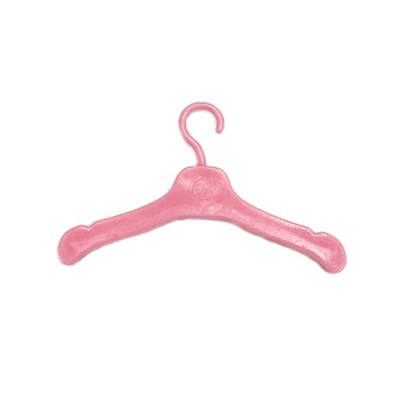 

10 шт. Пластикові мініатюрні вішалки для лялькового одягу для зберігання одягу в ляльковому будиночку, аксесуари для лялькового одягу рожевий