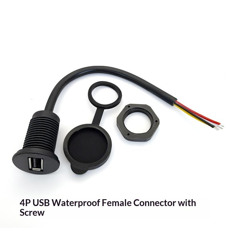 Usb With Screw Female Socket Fast Charging Connector Adapter For Car Ship Motorcycle Data Transmission Extension Cable