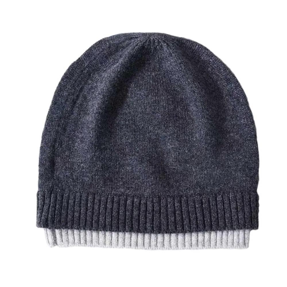 Versatile Wool Knitted Hat Mock Double Layer Ear Protection Cap Cozy Stacking Hat  Unisex