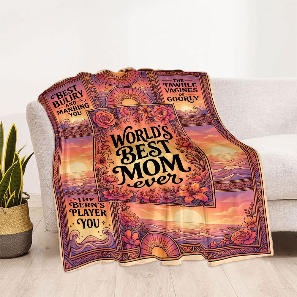 World's Best Mom Ever Flannel Blanket-Soft and Suitable for Sofas,Beds,Offices,Travel,All Seasons,Great Gift for Holidays and Birthdays.