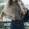Fall and Winter New Women's Clothing Single-Breasted Cloak Design round Neck Knitting Sweater Cardigan Coat 2488107