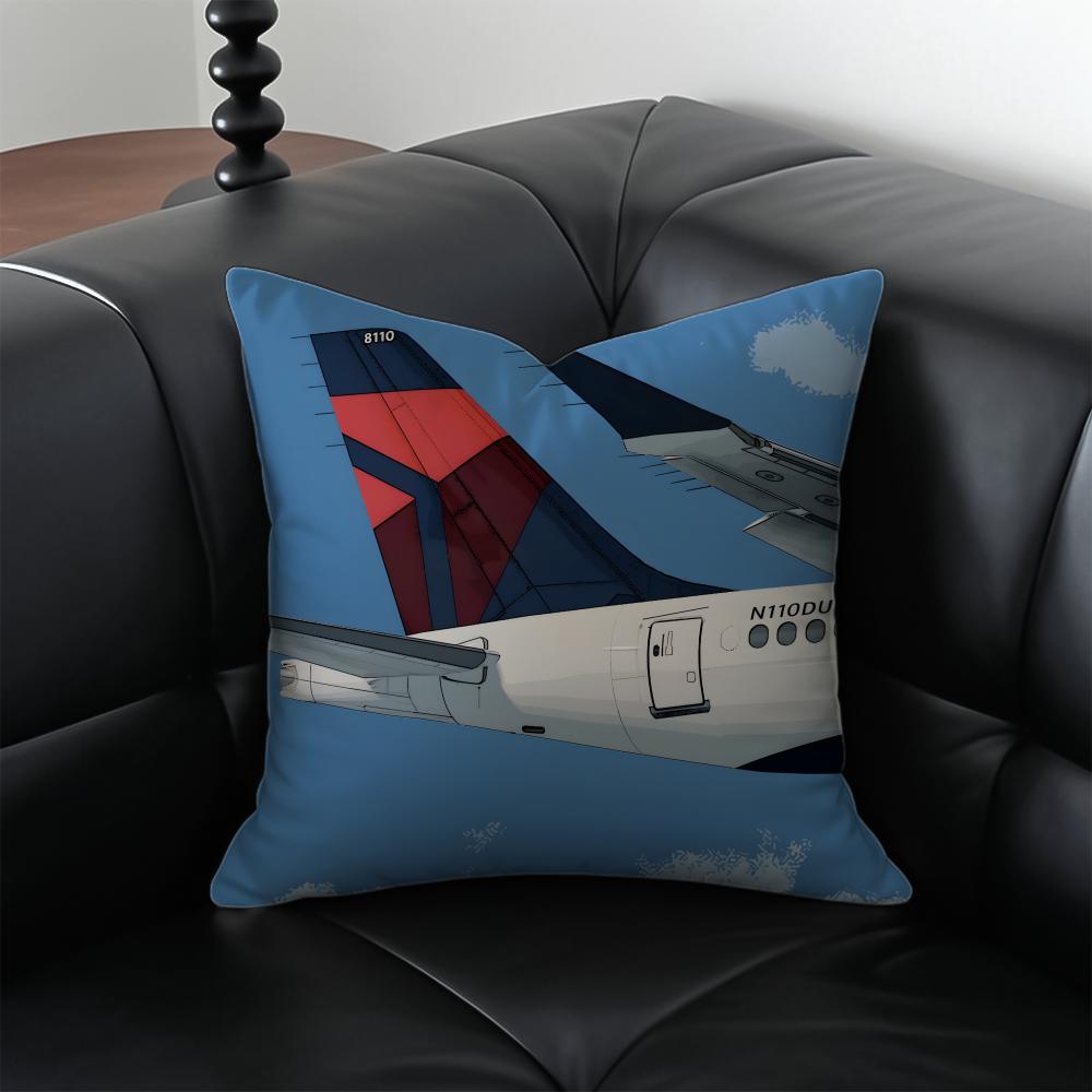 Casual Business DDelta AAirLines Cushion Cover Pillow Case Antidustmite Invisible Zipper Silky Plush Cushion