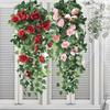 Exquisite 90cm Artificial Flower Garland With Colorful Silk Roses And Vibrant Ivy For Wall Decoration