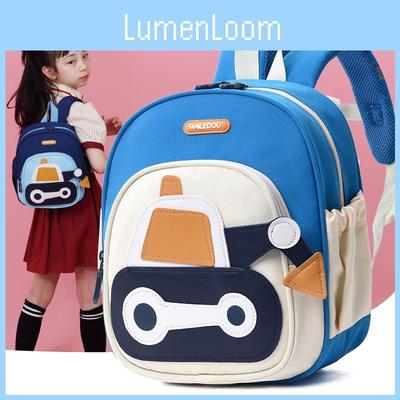 Cute Cartoon Nylon Kids Backpack For Boys And Girls In Light Blue For School