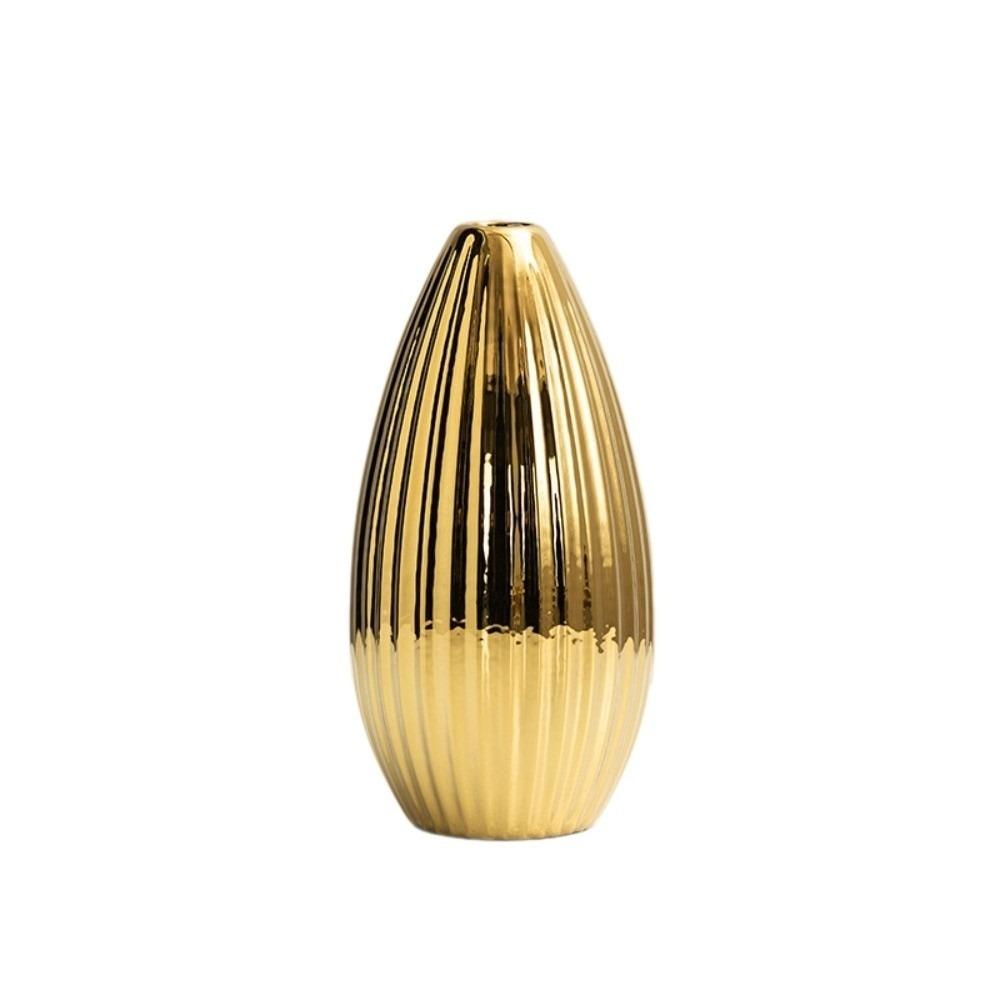 Decorative Ceramic Electroplated Vase Minimalism Tabletop Decor Simple Flowerpot  Living Room Gold Style 6