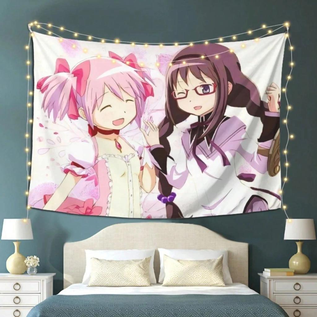 1 Pezzo Arazzo Puella Magi Madoka Magica Madoka E Homura Appeso a Parete Sfondo Stoffa Per Soggiorno Camera da Letto Carino Anime Decorazione