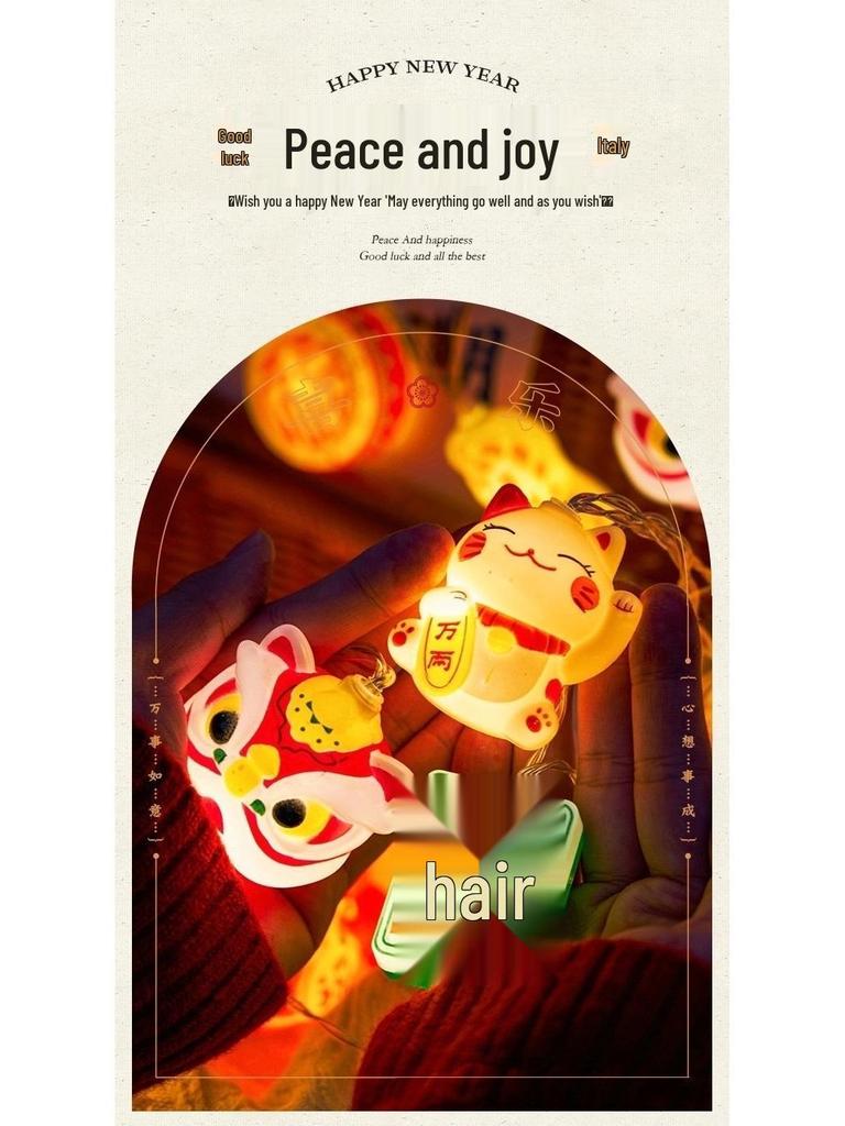 Festive Fu Lantern String Lights: New Year Spring Decoration, Flashing Fairy Ornaments