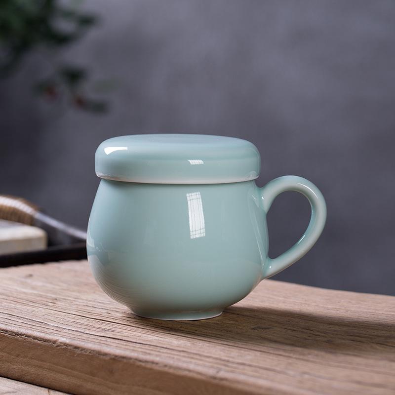 

330ml Longquan Celadon Filter Tea Separator Cup Traditional Tea Mug with Infuser Household Tea Soaking Office Water Cup Cafes