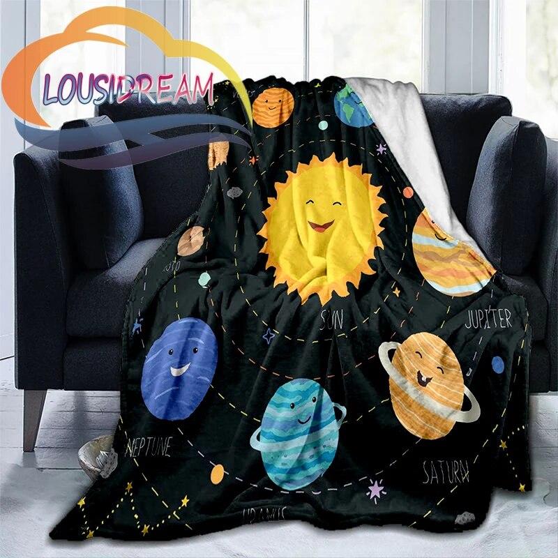 Space Universe Vector and The Sun  Many Planets In Galaxy Series Wool Blanket Cashmere  Fashion Flannel Blanke