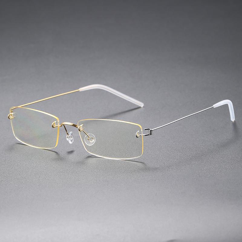 Ultra-Light Titanium Rimless Square Glasses | Trendy Unisex Myopia Frames