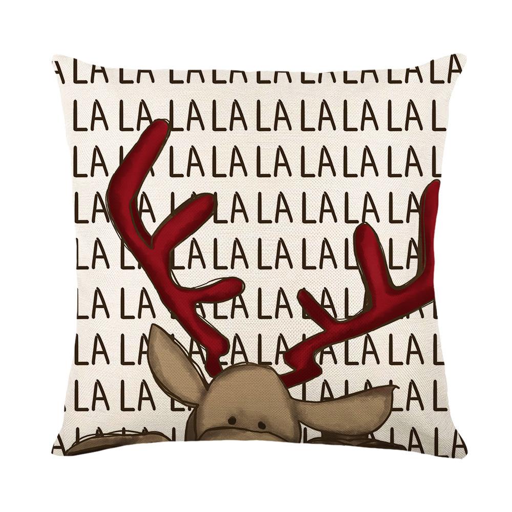 Christmas Pillow Cover Cartoon Santa Claus Elk Print Cushion Cover Sofa Cushion