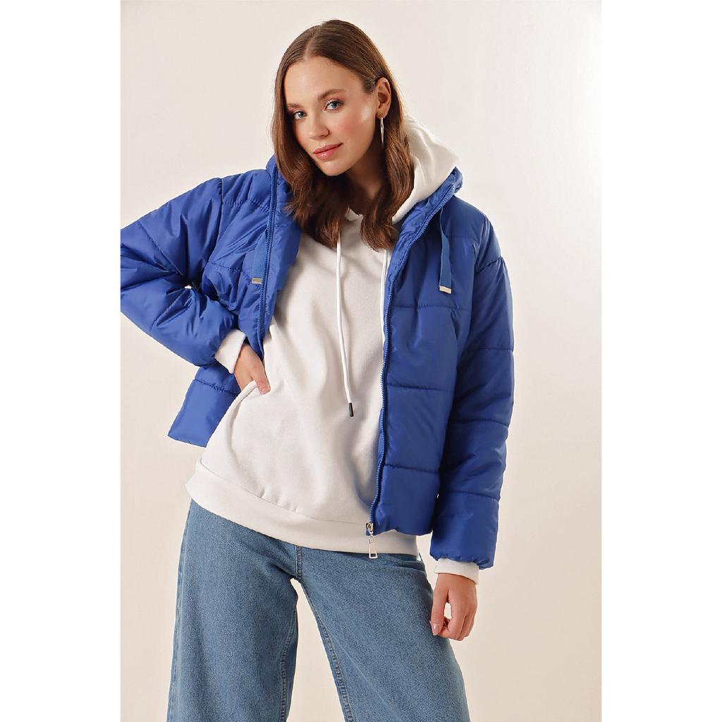 Damen-Daunenjacke mit Kapuze und Reißverschluss Y20w110-7115