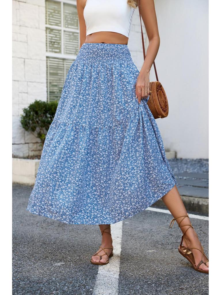 European & American Fashionable Floral High-Waisted Skirt for Women 2026
