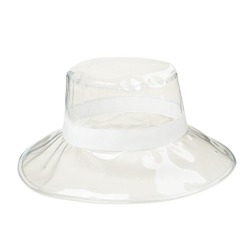 New Fall Season Transparent  PVC Rain Hat Foldable Soft Waterproof Wide Brim Bucket Cap Sun Hat for Women Girls Ladies