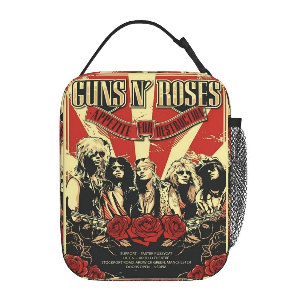 Guns N Roses Band Lunch Bag Retro Lunch Box School Portable Thermal Lunch Bags Graphic Cooler Bag