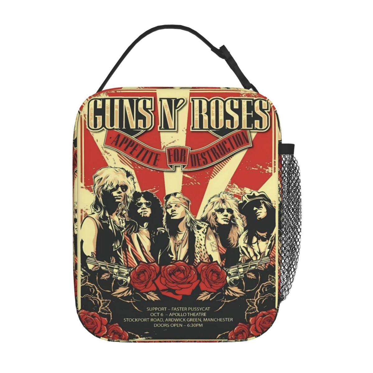 Guns N Roses Band Lunchtas Retro Lunchbox School Draagbare Thermische Lunchtassen Grafische Koeltas One Size