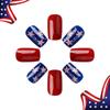 24 Pcs 4th of July False Nail Independence Day Artificial Nail Flag Day Full Cover Stick on Nail Square Press On Nail