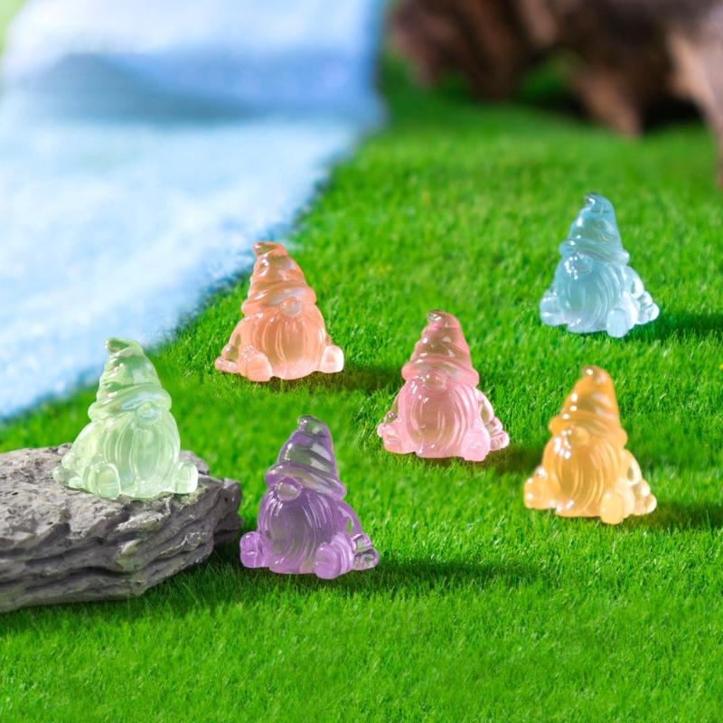 Luminescent Mini Resin Gnomes Miniature Gnomes Figurine Glow In The Darks Tiny Figure To Hide Fairys Garden Decors