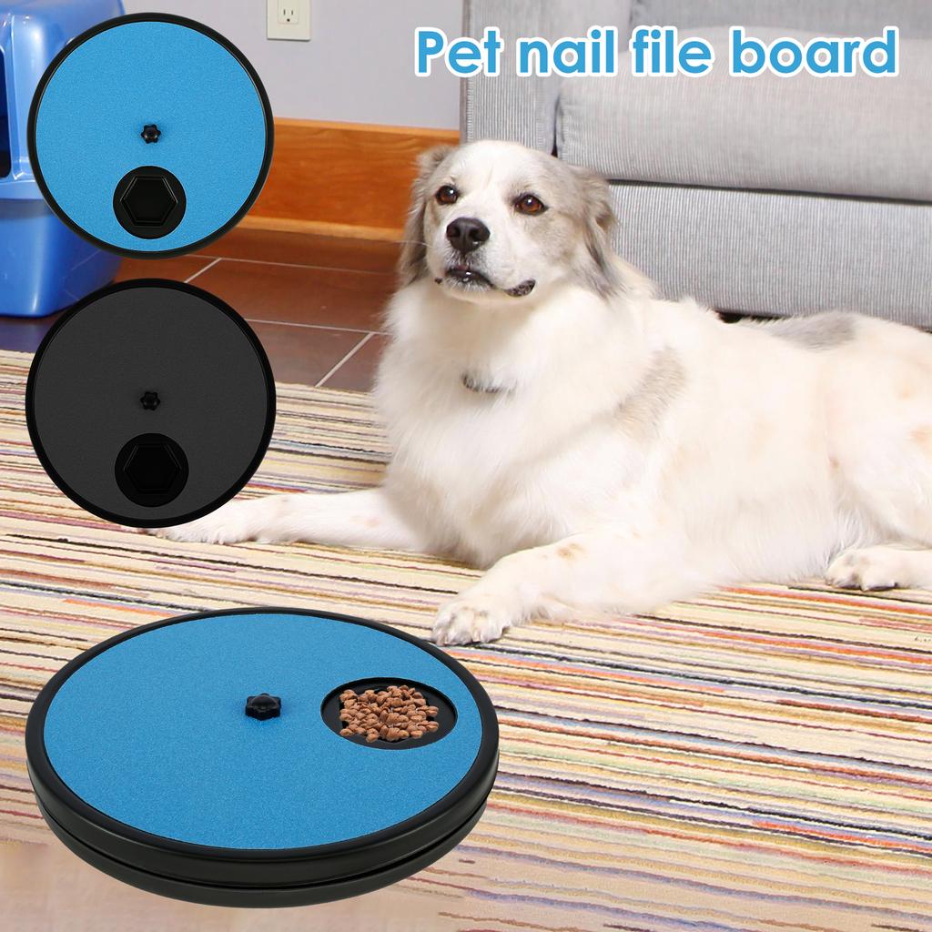 Rotating Round Dog Nail Scratch Board Removable Non-Slip Dog Scratch Board with 6 Snack Compartments Nails Scratchpad Sandpaper