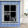 Lustiger Hund Duschvorhang Süßer Husky Hinter dem Fenster Rustikales Bauernhaus Holz Land Liebevolles Tier Haustierliebhaber Badezimmer Vorhang mit