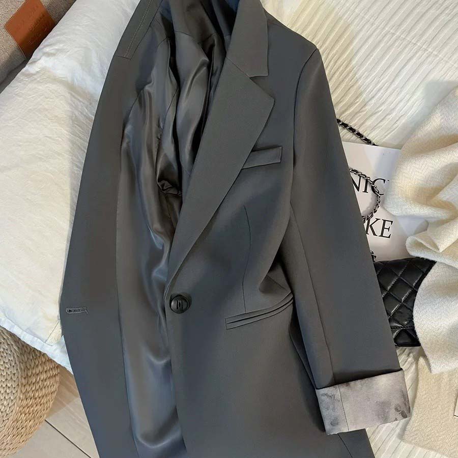 Sacou de Costum pentru Femei Casual Mânecă Lungă Cardigan cu Nasturi Croială Slim Culoare Solidă Jachetă de Costum Profesională