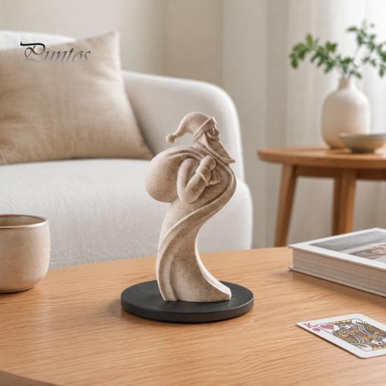 Unique Minimalist Holiday Art Pieces Abstract Santa Claus Ornament, Sandstone Texture 3D Print Decor Statues, Artistic Figurines for Tabletop Entrance
