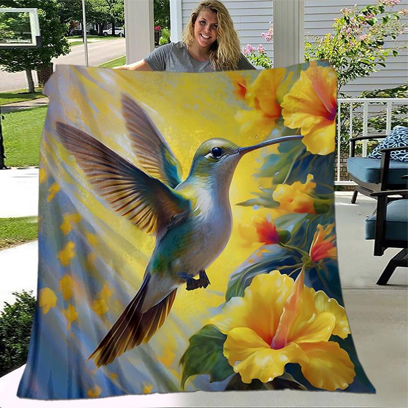 1pc Whirling Hummingbirds Blanket, Soft Throw Blanket for Room Decor, Perfect Gift for and and Fans .K101