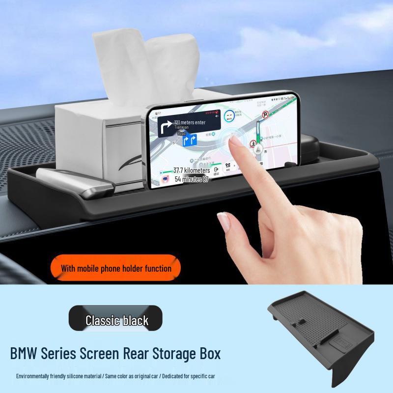 Compatible with BMW X5 LX3 iX1 Center Console Silicone Storage Box for New 3 & 5 Series - Rear Screen Decoration.