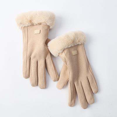 German Velvet Gloves Women's Autumn and Winter Warm Cycling Korean Version Plus Velvet Thickening Cold and Windproof Touch Screen Suede Students