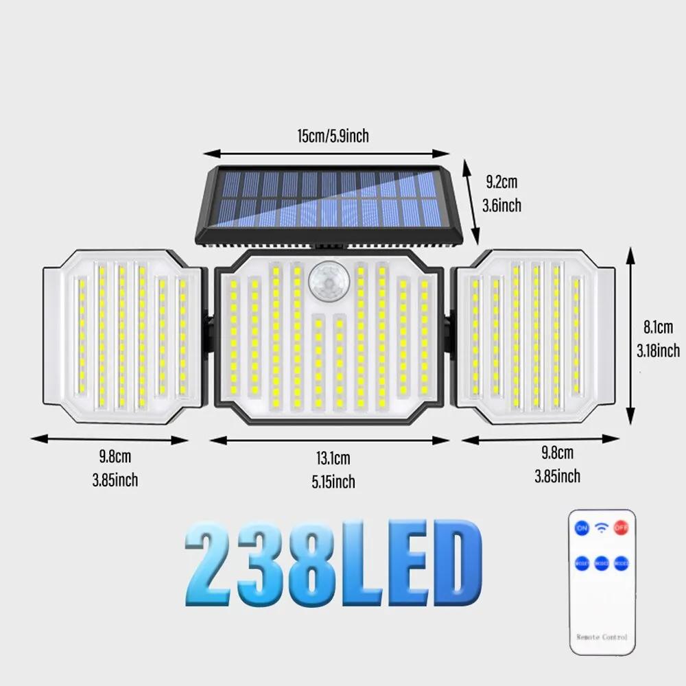 

Солнечный уличный светильник с датчиком движения, светодиодный безопасный светильник с дистанционным управлением, 3-режимный прожектор для гаража, двора, сада, светодиодный фонарь