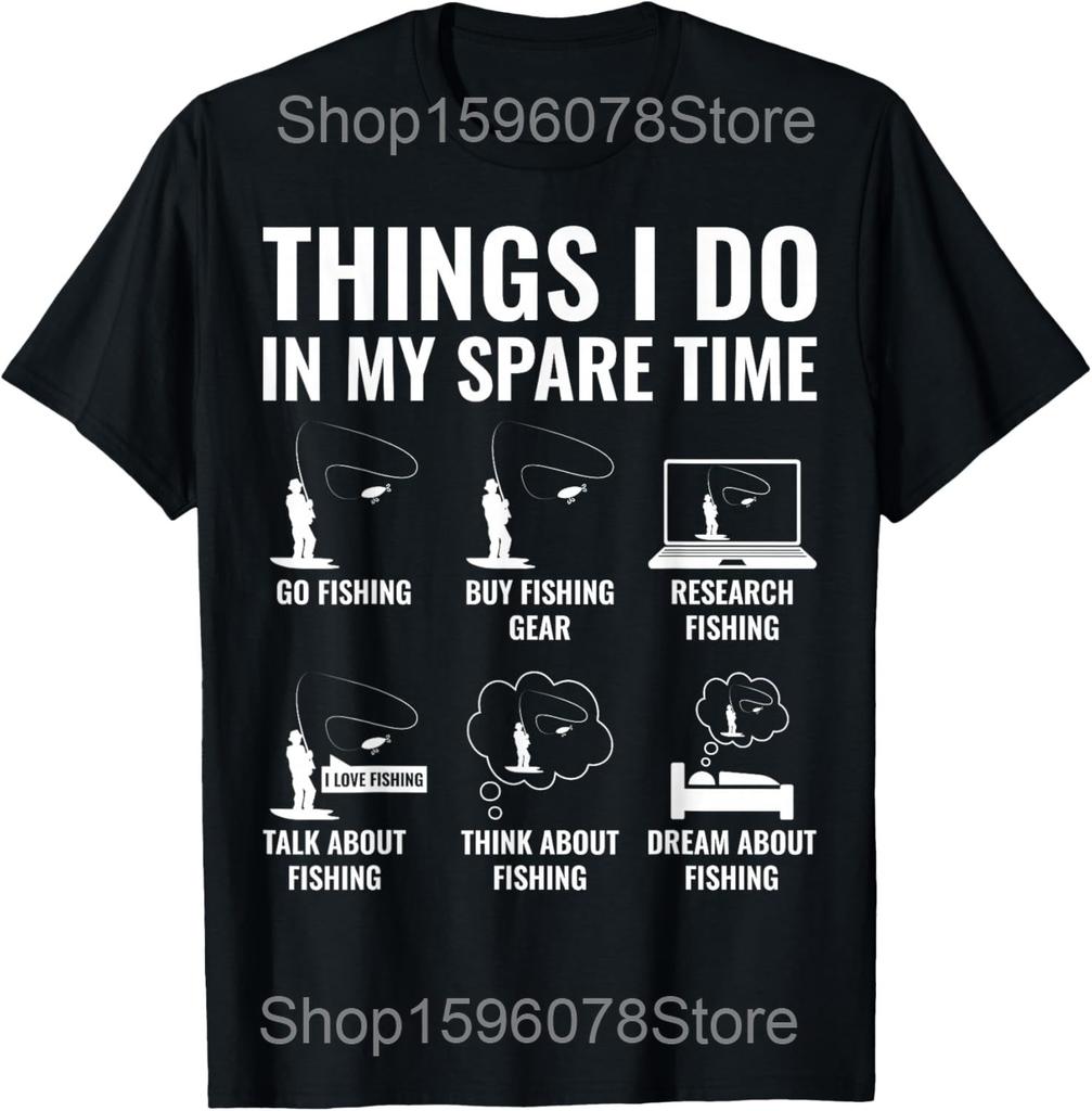 Things I Do In My Spare Time Fishing Bass Funny Fisherman T Shirts Master Baiter Fish Tee Short Sleeve Unisex Loose Clothing